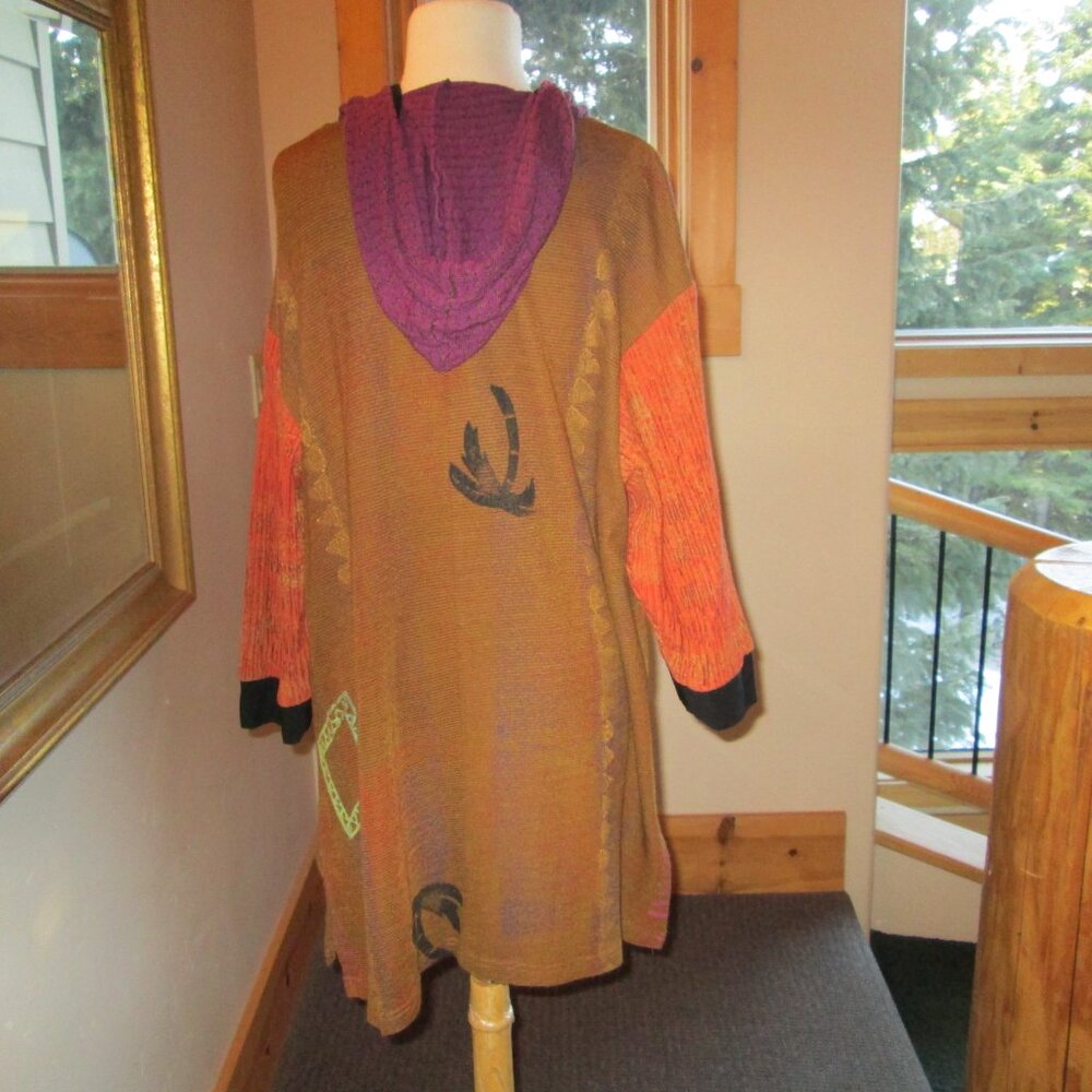 JGU Mad Lab Brown, Orange, Purple Hoodie Tunic Top and Orange Kaktus Plus Skirt - Picture 6 of 12